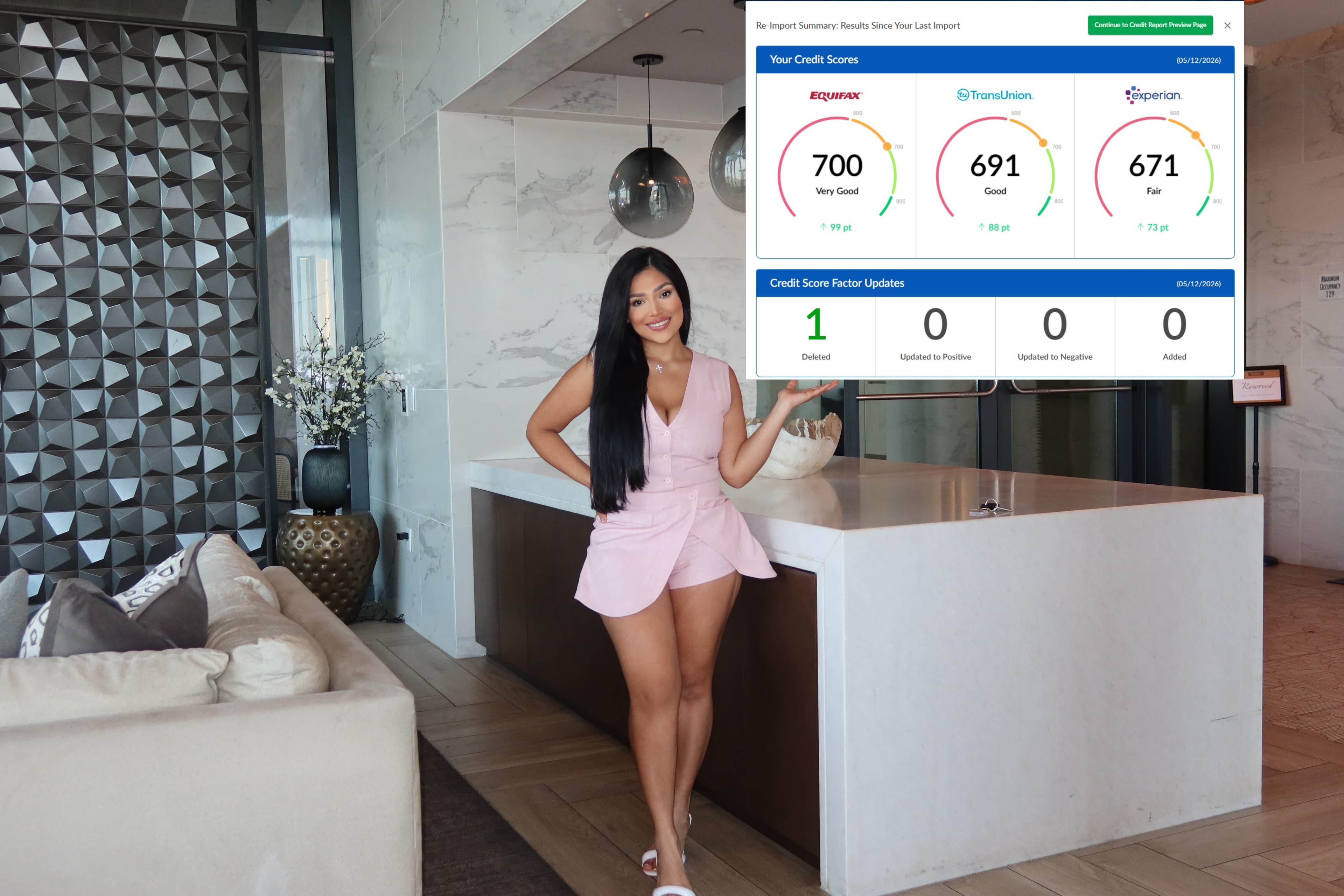Shanell Rios presenting client credit report progress